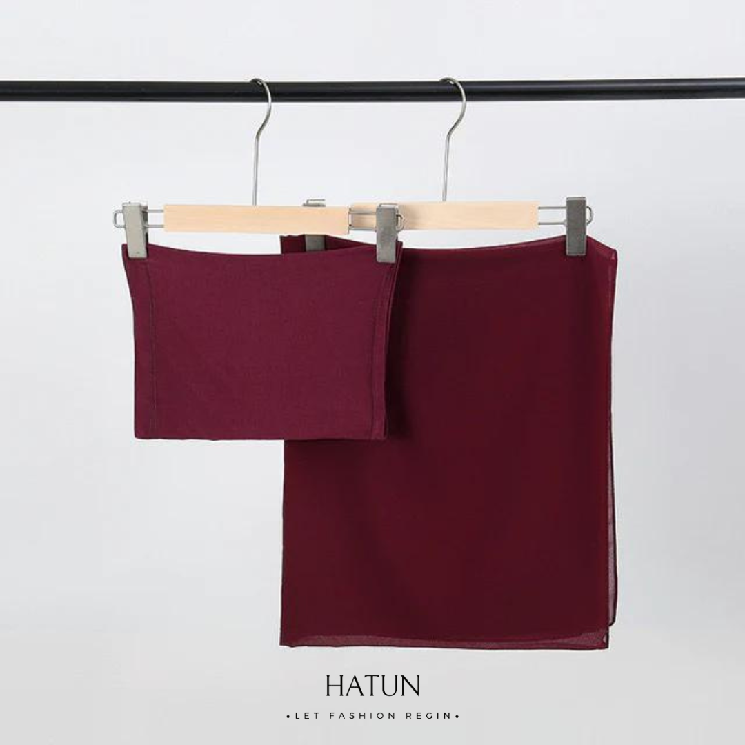 Matching Hijab And Cap Set - Berry - HATUN