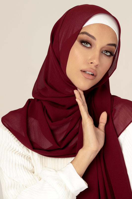 Premium Georgette Hijab  - Maroon