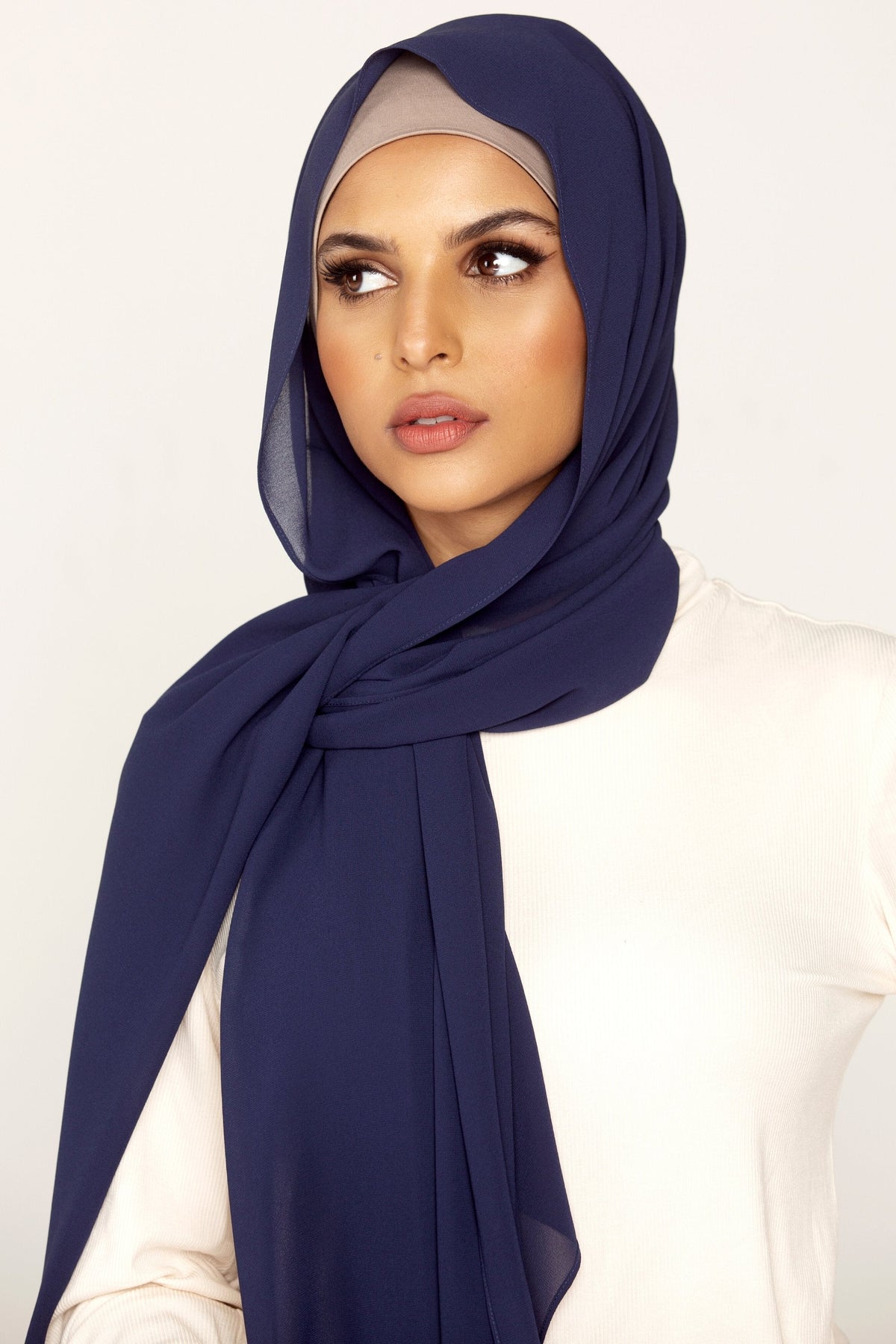 Premium Georgette Hijab  - Navy Blue