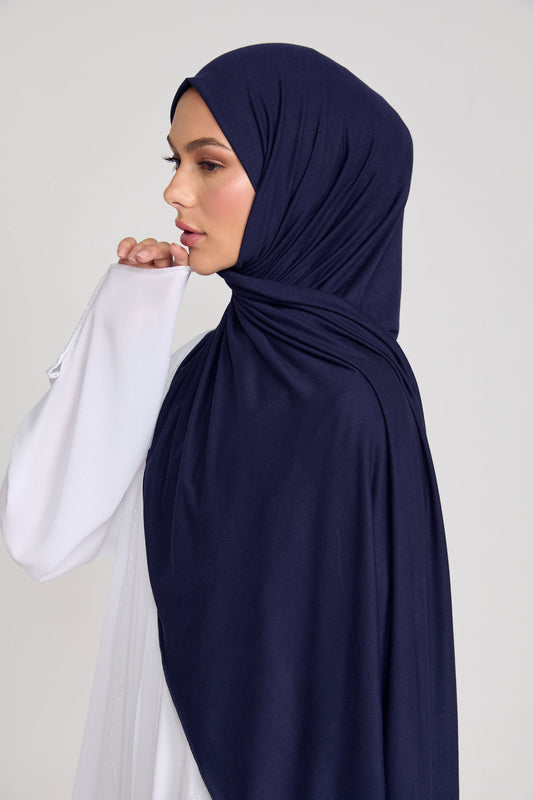 Premium Jersey Hijab - Navy