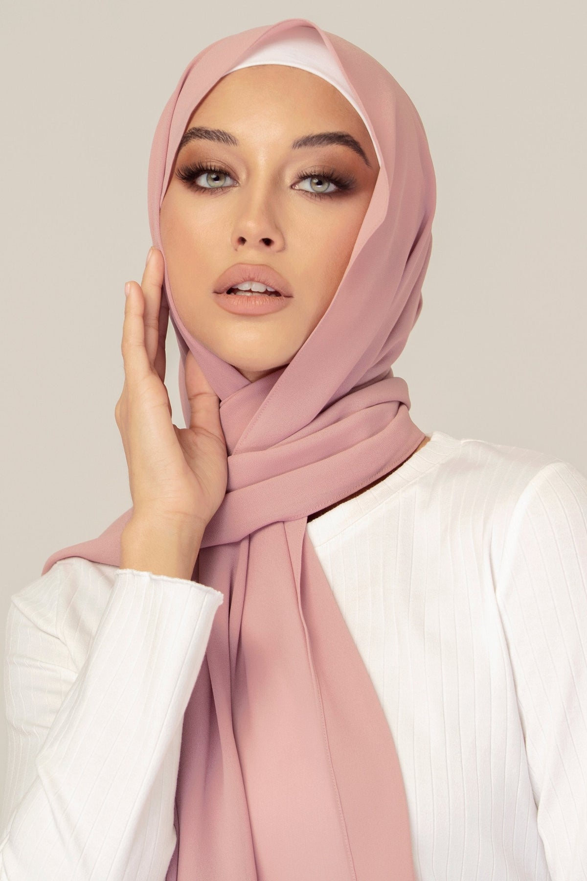 Premium Georgette Hijab - Nude Pink