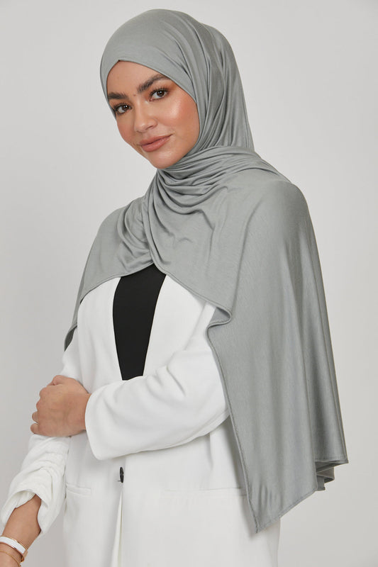 Premium Jersey Hijab - Dove Grey