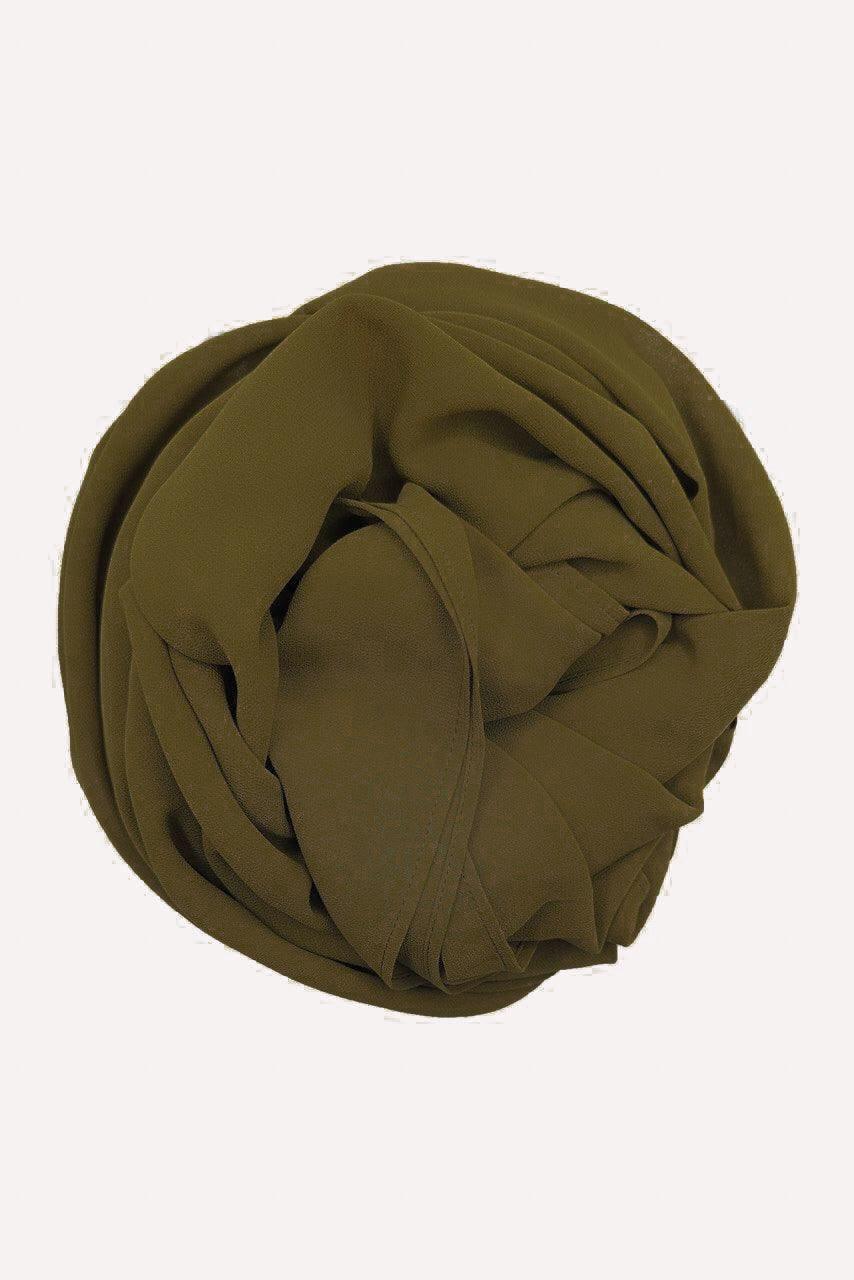 Premium Georgette Hijab - Army Green - HATUN 